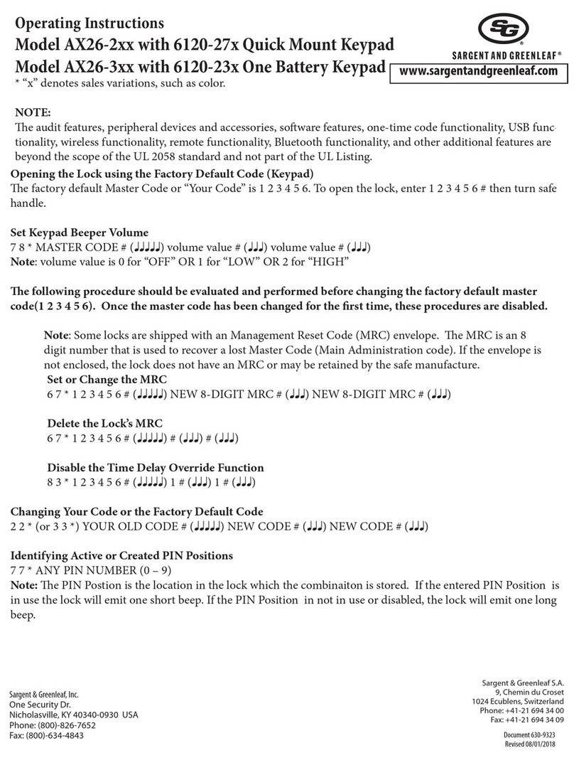 Sargent and Greenleaf AX26-2 Series User manual