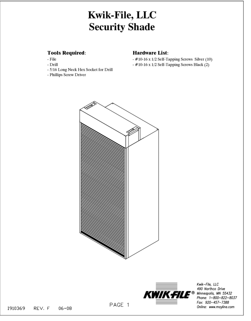 Kwik-file Security Shade installation instructions Kwik-file Security Shade installation instructions