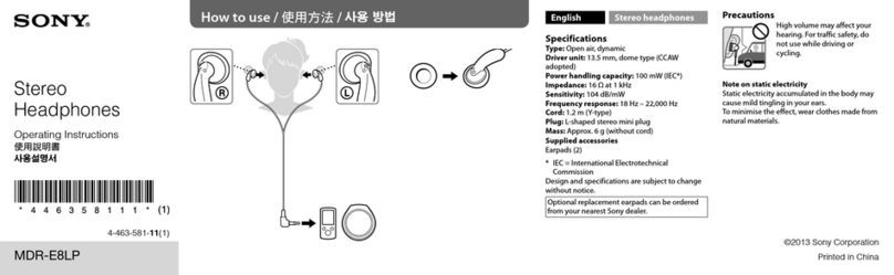 Sony MDR-E8LP operating instructions