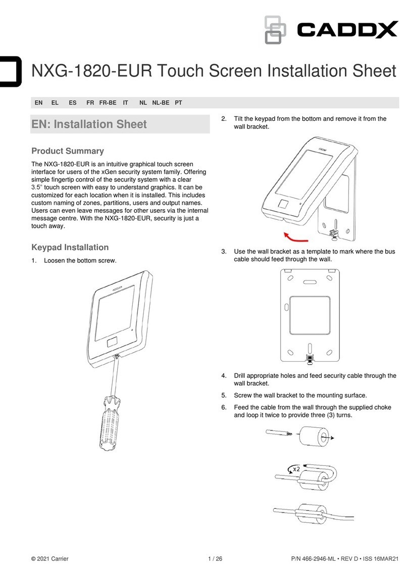 CADDX NXG-1820-EUR Installation sheet