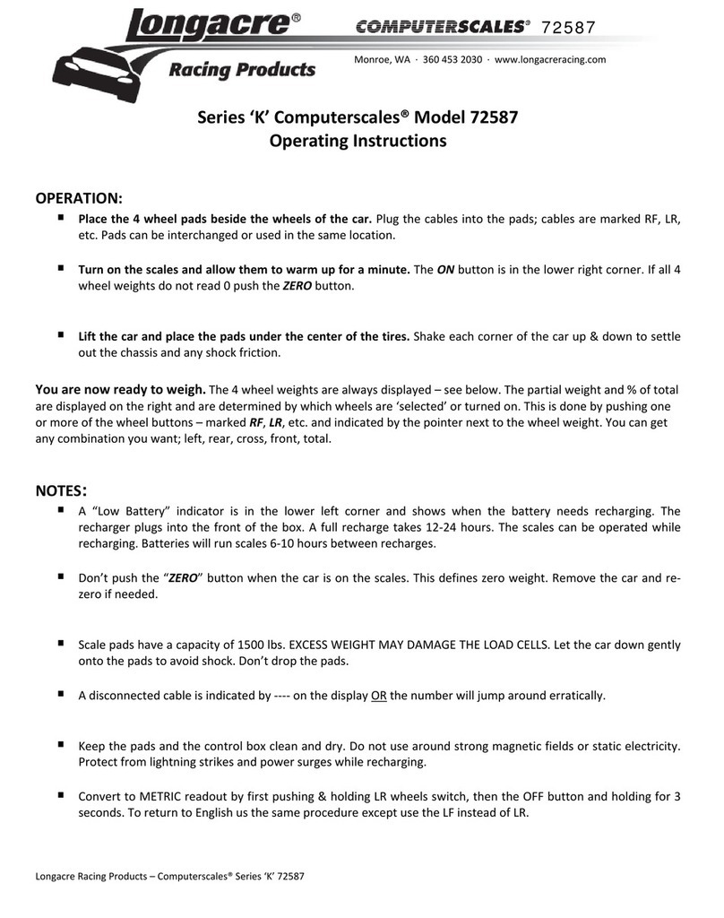 Longacre Computerscales K Series operating instructions