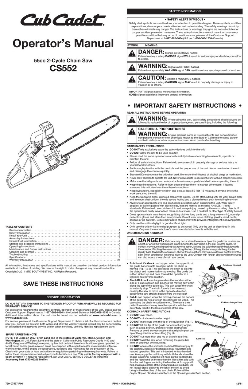 Cub Cadet CS 552 User manual