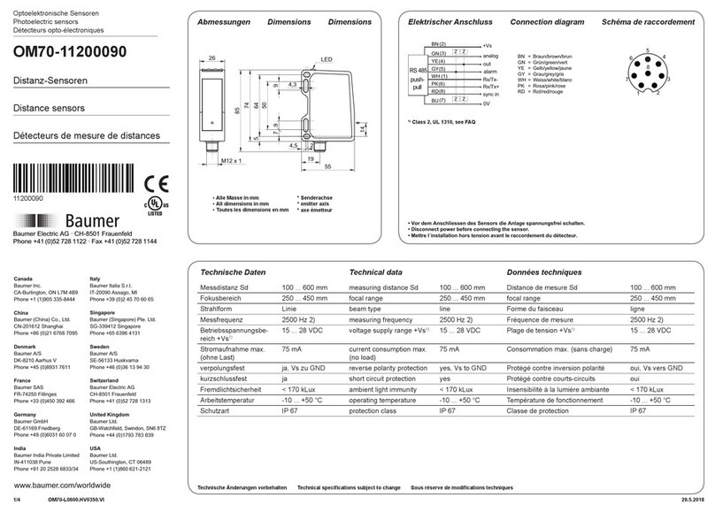 Baumer OM70-11200090 User manual