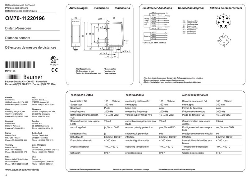 Baumer OM70-11220196 quick start guide