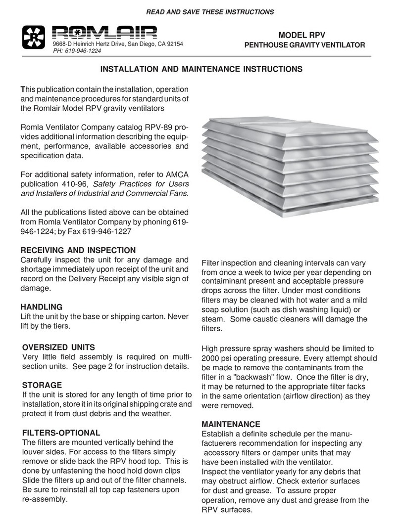Romlair RPV Installation and maintenance instructions