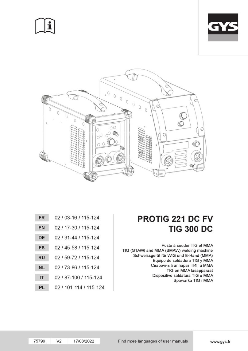 GYS PROTIG 221 DC FV User manual