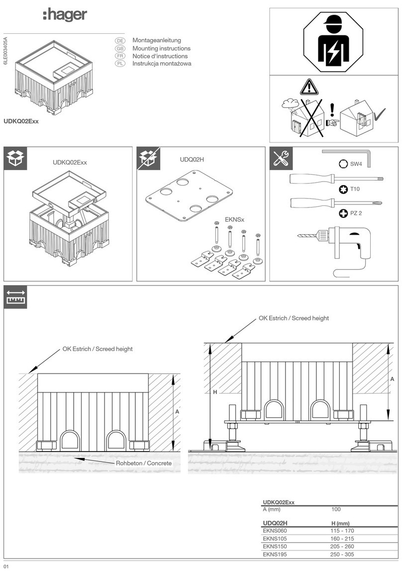hager UDKQ02E Series Mounting instructions
