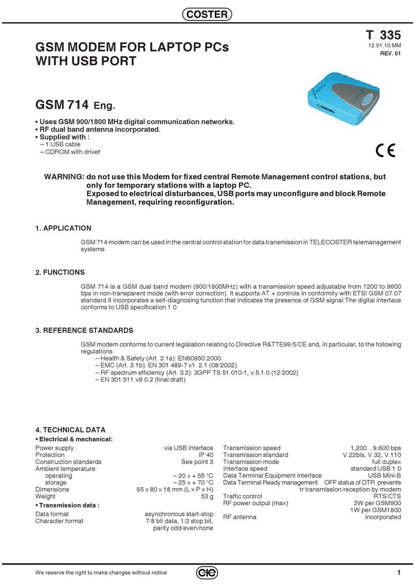 Coster GSM 714 quick start guide