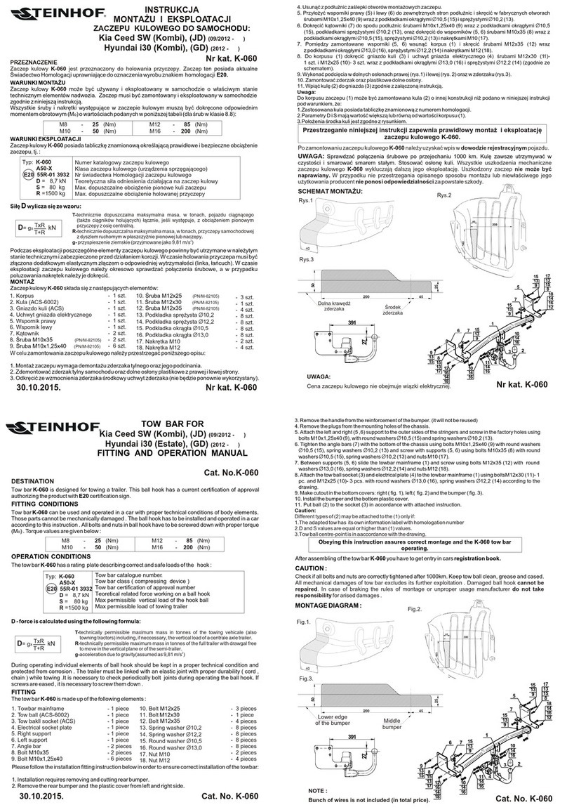 Steinhof K-060 FITTING AND OPERATION MANUAL