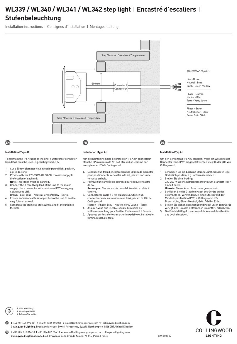 Collingwood Lighting WL339 installation instructions