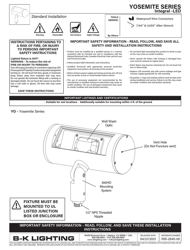 B-K lighting YOSEMITE Series STANDARD INSTALLATION