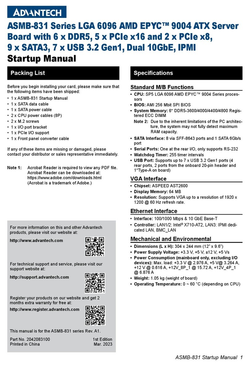 Advantech ASMB-831 Series Installation and operation manual