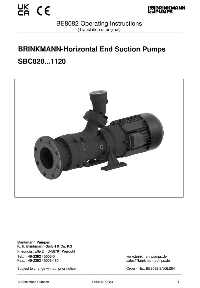 BRINKMANN PUMPS BE8082 operating instructions