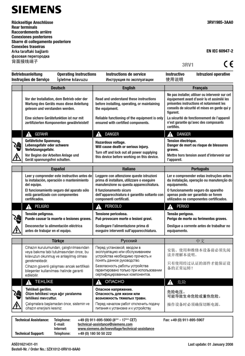 Siemens 3RV1 Series User manual