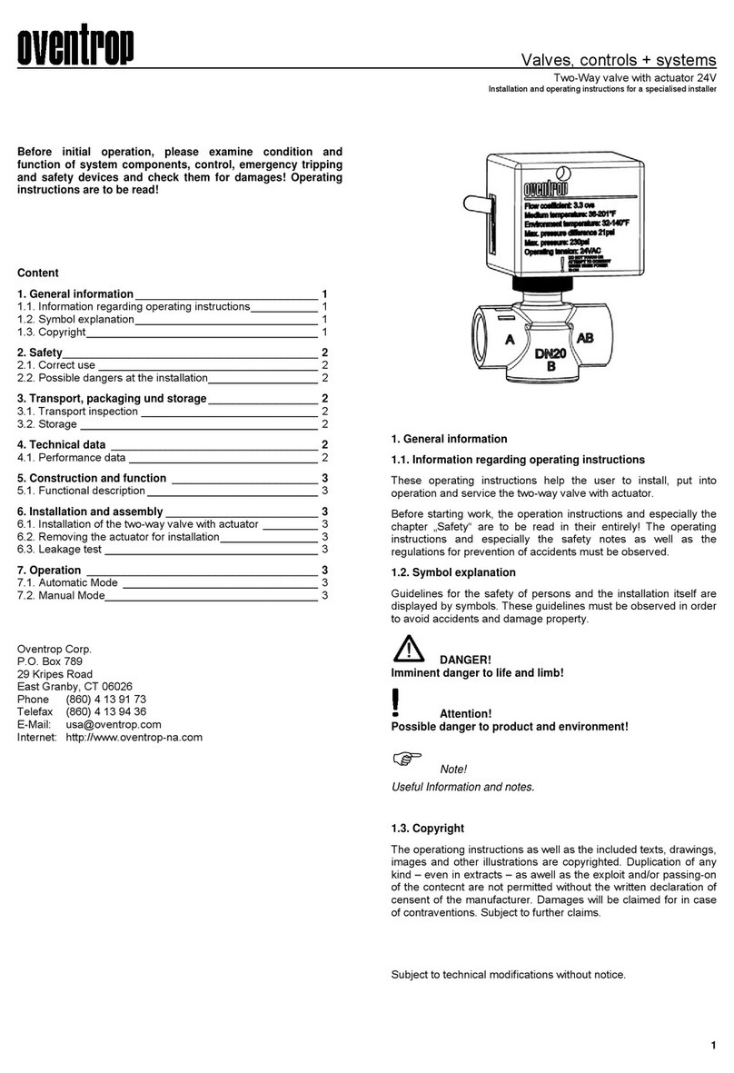 oventrop 168 07 06 Installation and operating instructions