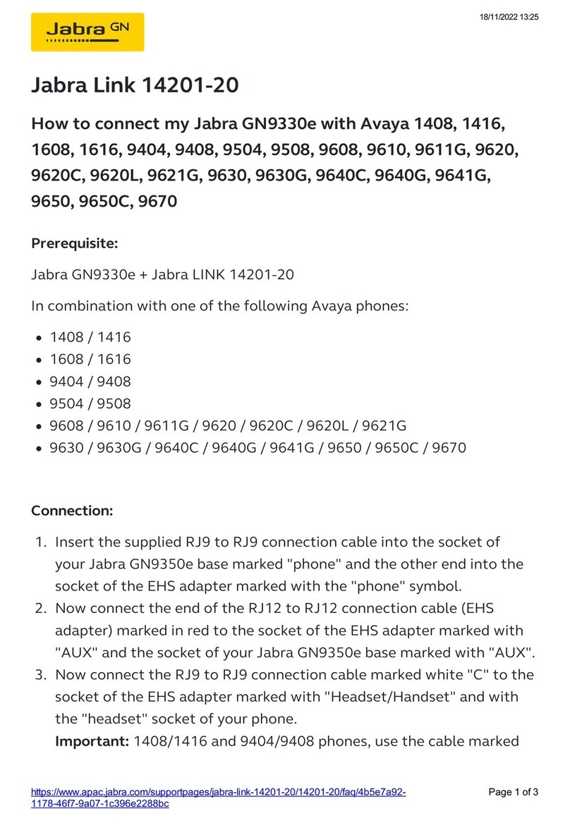 Jabra LINK 14201-20 - DATASHEET FOR TOSHIBA PHONES How to connect