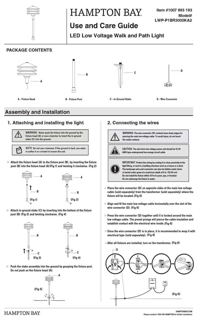 HAMPTON BAY LWP-P1BR3000KA2 Use and care guide