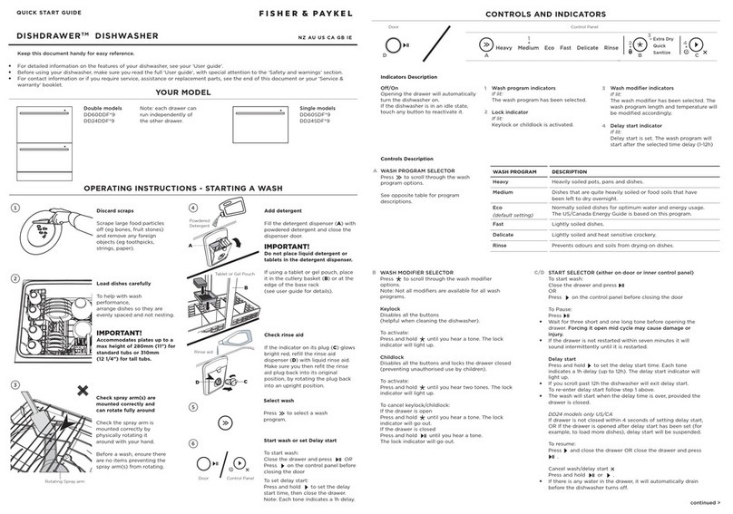 Fisher & Paykel DISHDRAWER DD24DDF 9 Series User manual Fisher & Paykel DISHDRAWER DD24DDF 9 Series User manual