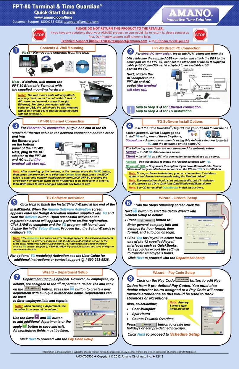 Amano FPT-80 quick start guide