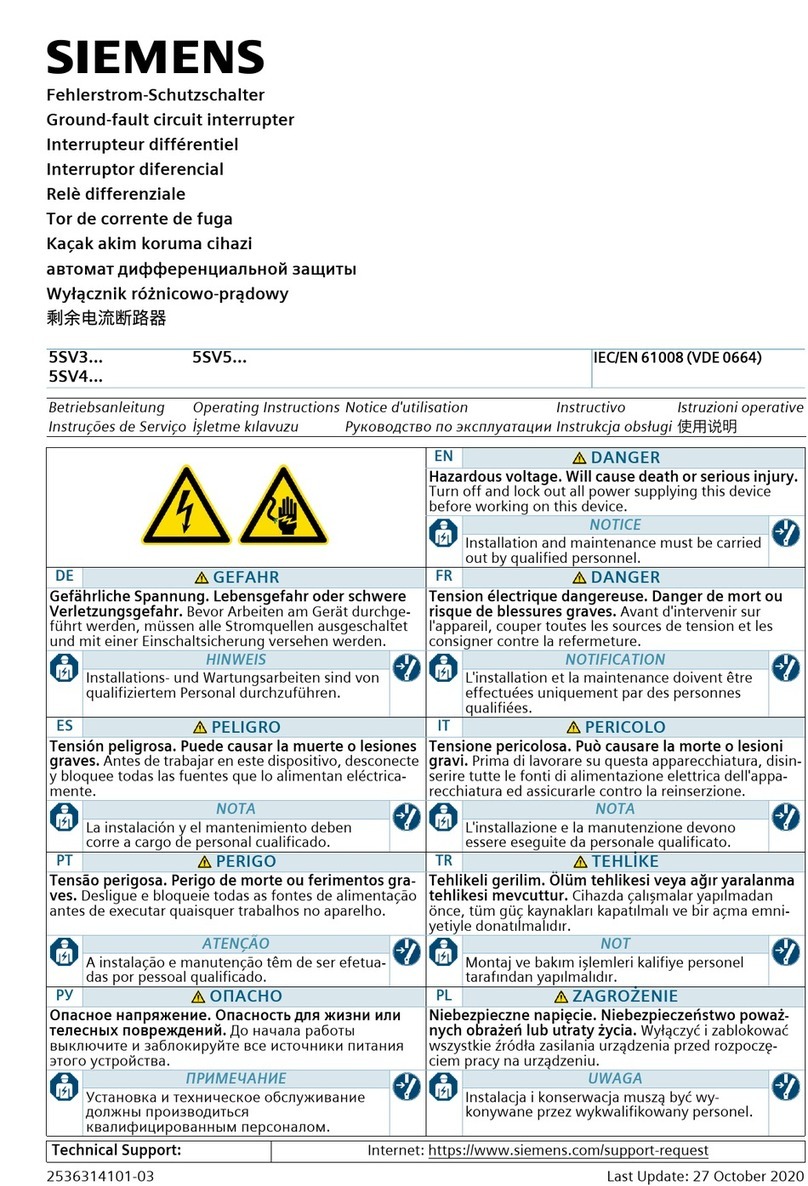 Siemens 5SV3 Series User manual