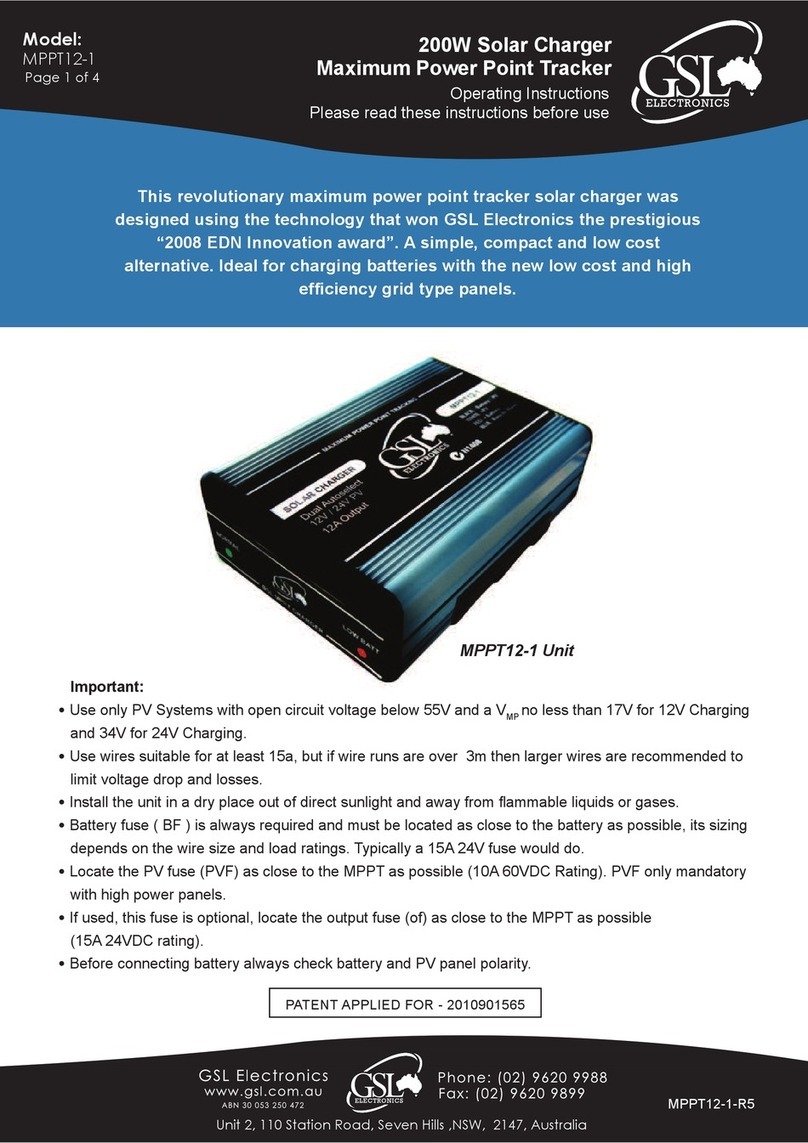 GSL electronics MPPT12-1 operating instructions