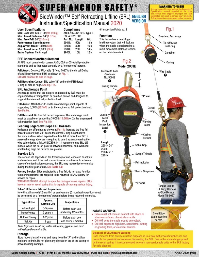Super Anchor Safety SideWinder 2901k instruction manual