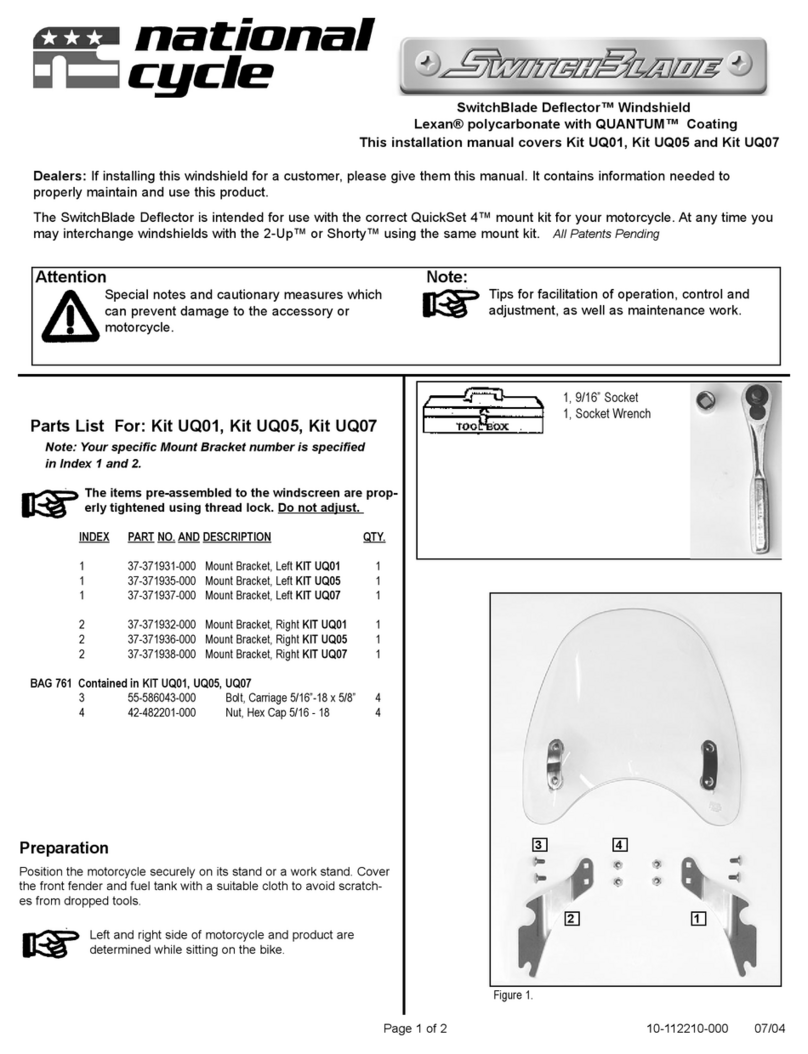 National Cycle SwitchBlade Deflector UQ01 installation manual