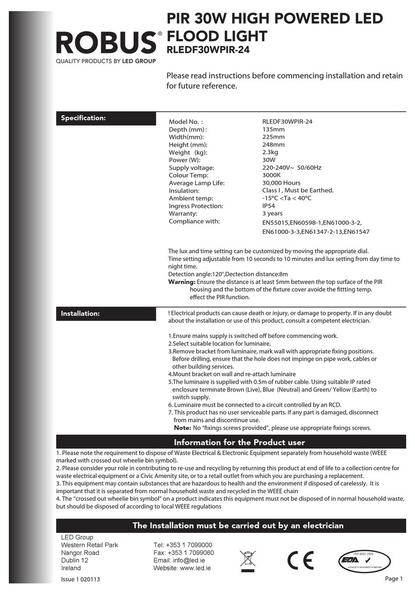 LED Group ROBUS RLEDF30WPIR-24 quick start guide
