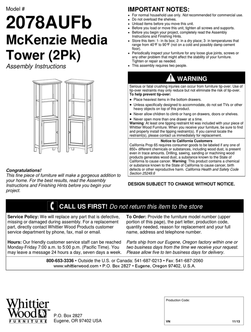 Whittier Wood Furniture McKenzie 2078AUFb Assembly instructions Whittier Wood Furniture McKenzie 2078AUFb Assembly instructions