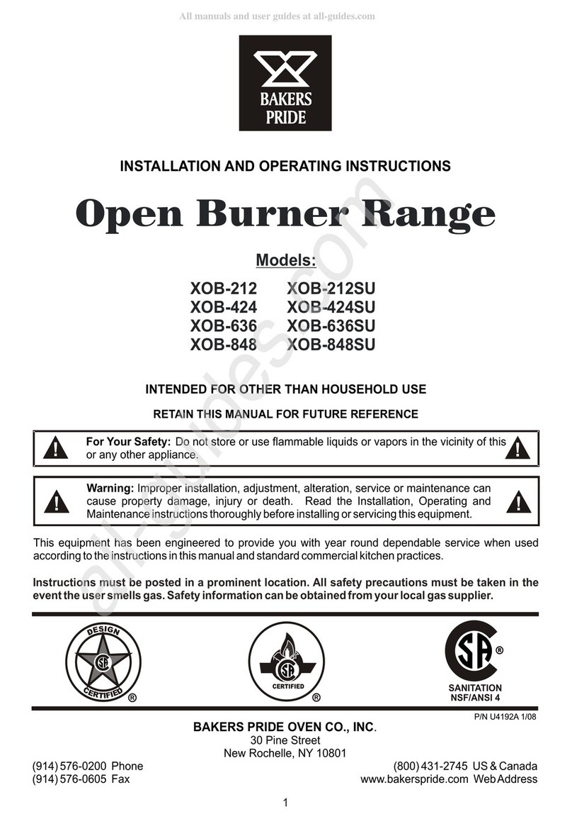 Bakers Pride XOB-636 Installation and operating instructions
