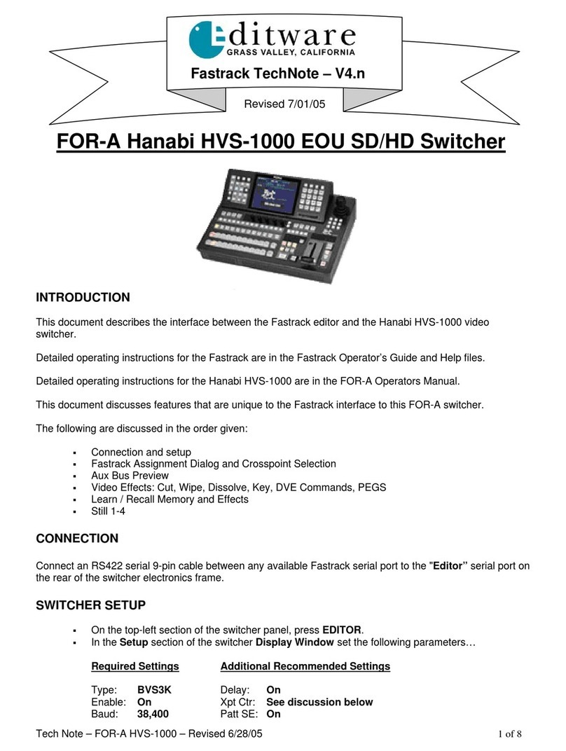 Editware FOR-A Hanabi HVS-1000 manual