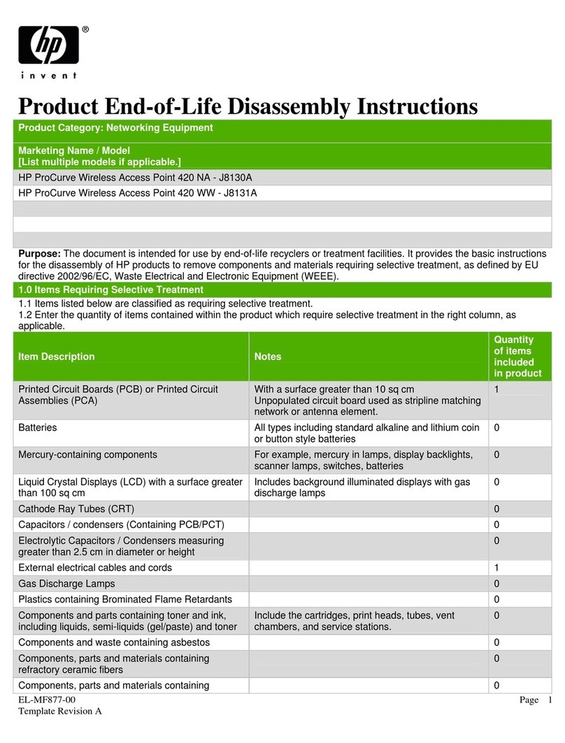 HP ProCurve 420 NA Product End-of-Life Disassembly Instructions
