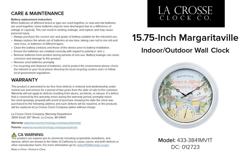 LA CROSSE CLOCK Margaritaville 433-3841MV1T quick start guide