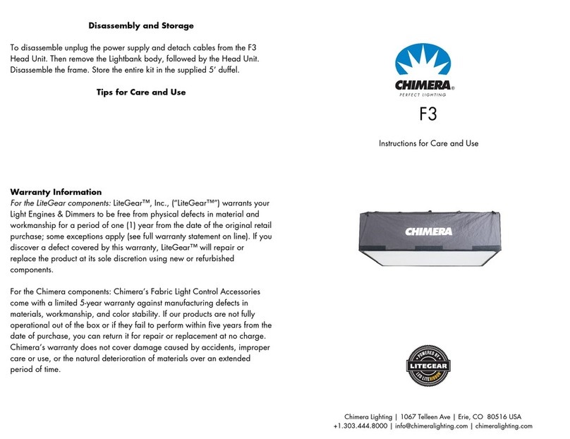 LiteGear Chimera F3 Instructions for care and use