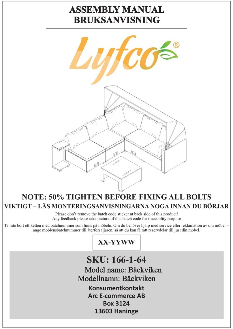Lyfco Backviken 166-1-64 Assembly manual Lyfco Backviken 166-1-64 Assembly manual