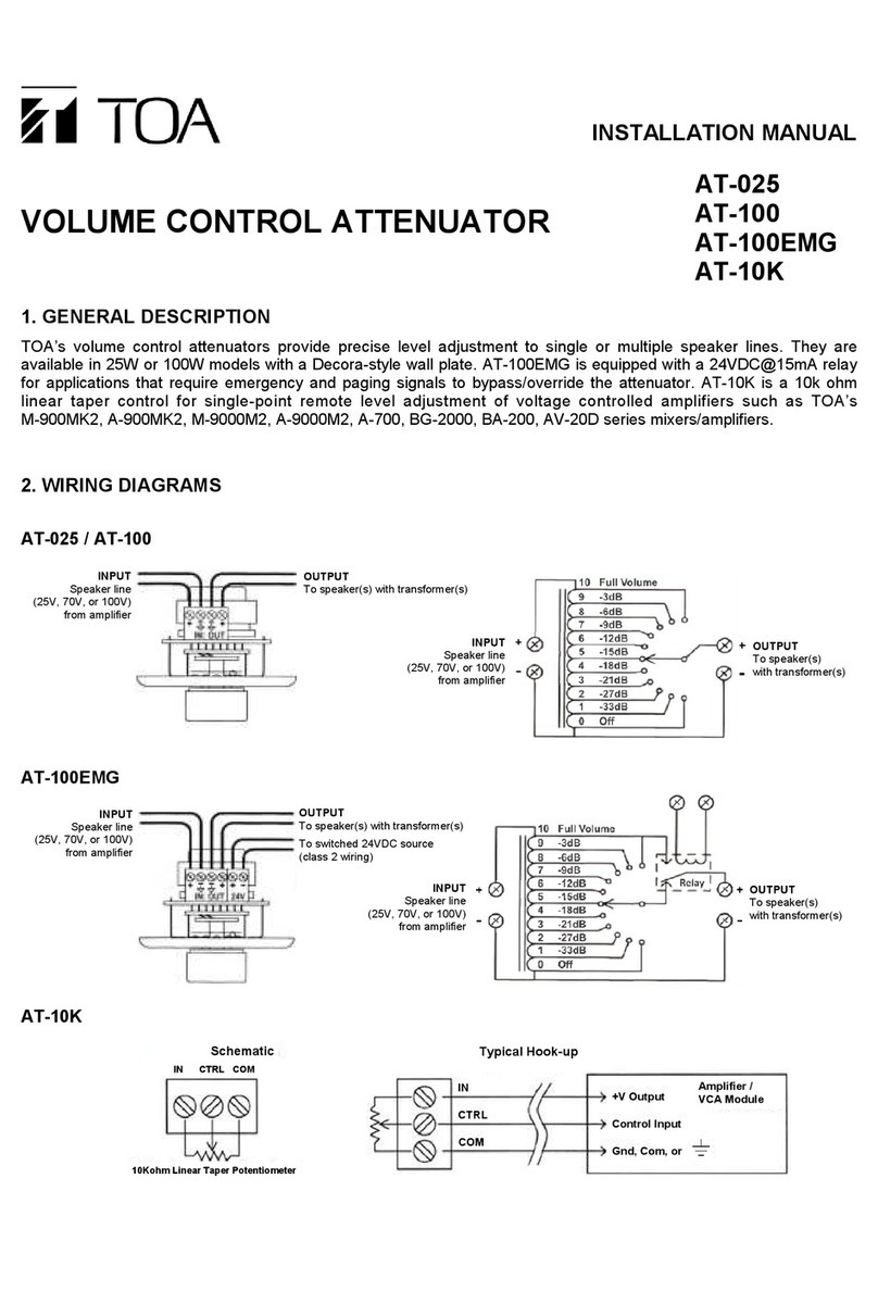 Toa AT-025 installation manual
