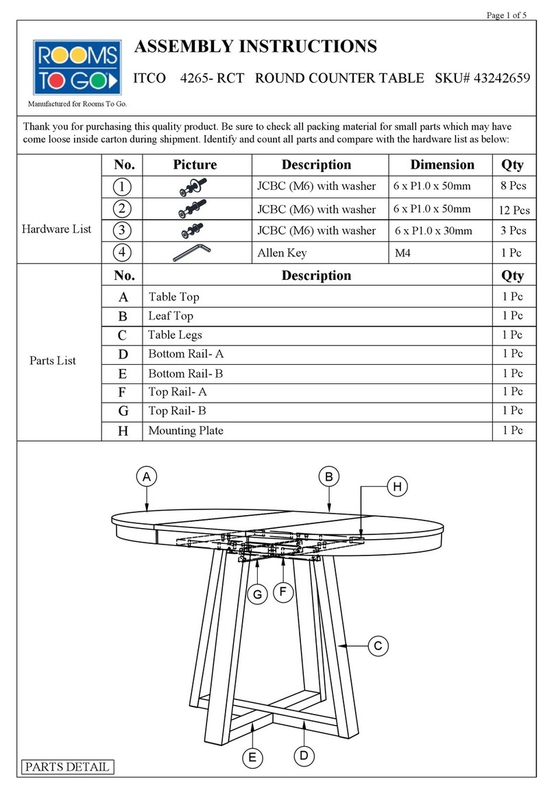 ROOMS TO GO 43242659 User manual