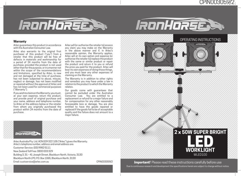 Iron Horse WLED100 operating instructions