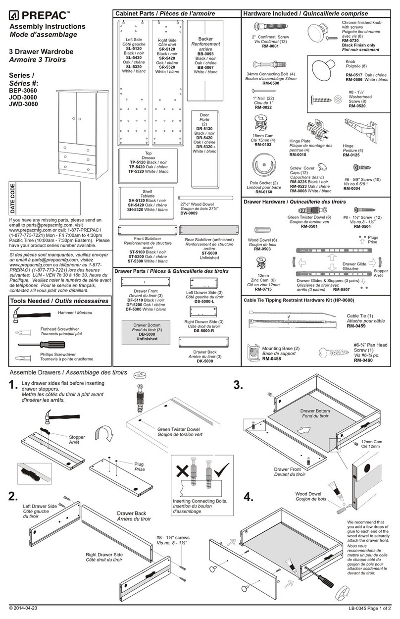 Prepac BEP-3060 Series Assembly instructions Prepac BEP-3060 Series Assembly instructions