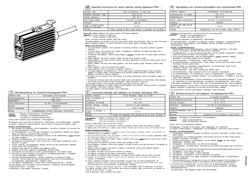 Pfannenberg prh operating instructions