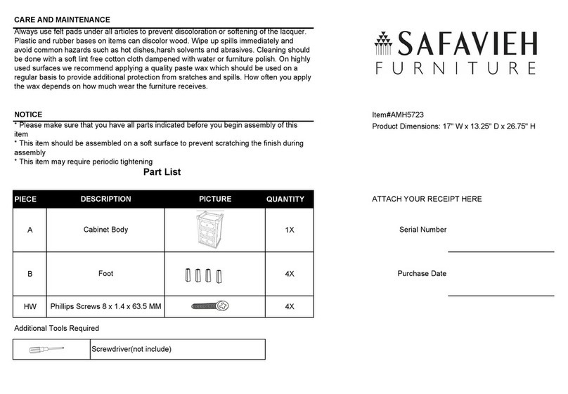 Safavieh Furniture Rosaleen AMH5723 Assembly instructions