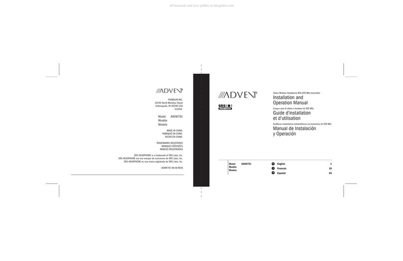 Advent ADVW791 Installation and operation manual