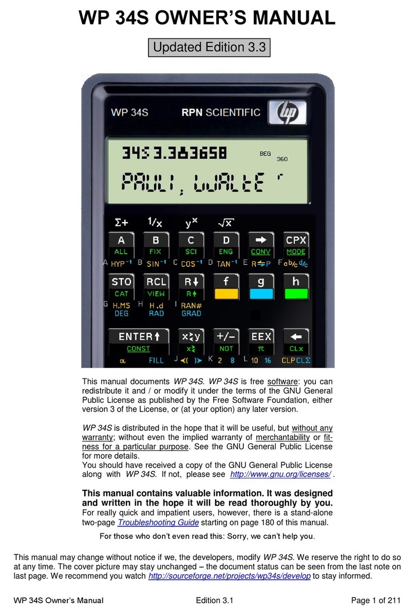 HP RPN SCIENTIFIC WP 34S User manual