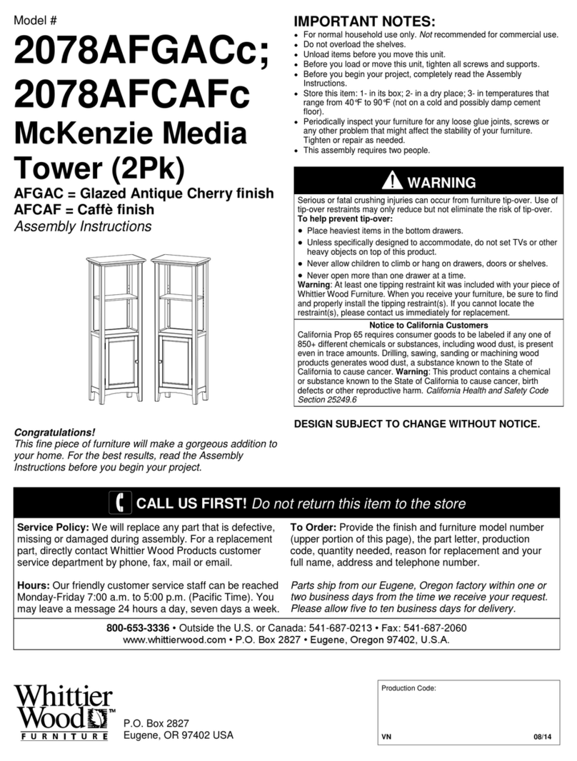 Whittier Wood Furniture McKenzie 2078AFGACc manual Whittier Wood Furniture McKenzie 2078AFGACc manual