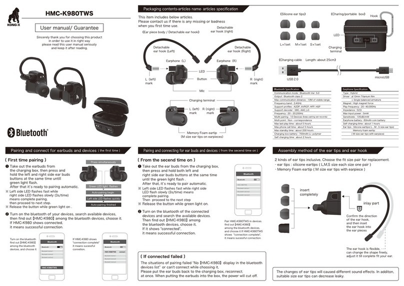 Kong-X HMC-K980TWS User manual