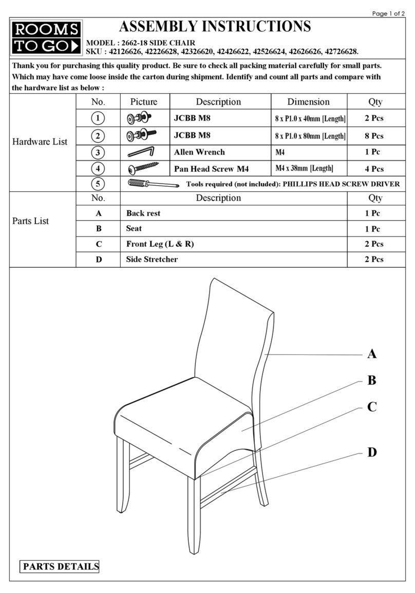 ROOMS TO GO 2662-18 User manual
