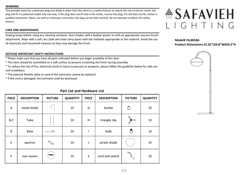 Safavieh Lighting FLL4018A manual Safavieh Lighting FLL4018A manual