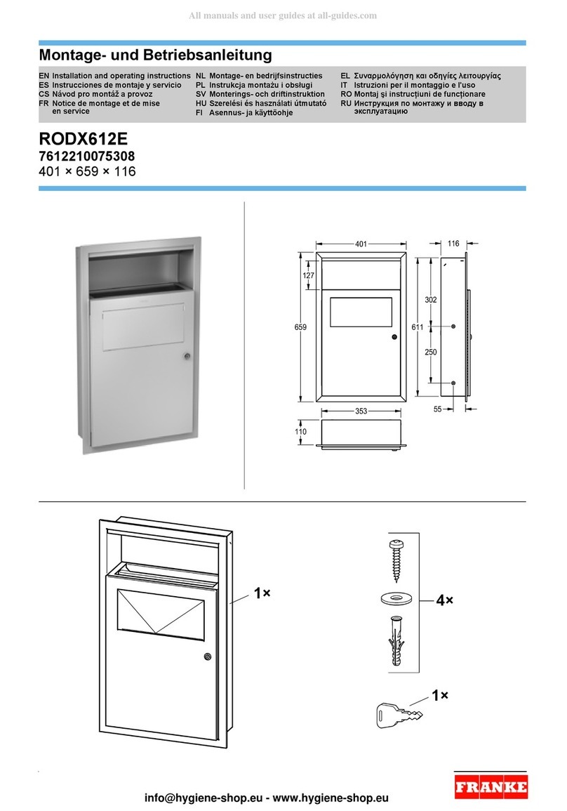Franke RODX612E Installation and operating instructions