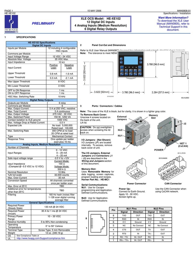 HORNER HE-XE102 quick start guide HORNER HE-XE102 quick start guide