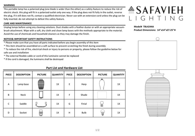Safavieh Lighting Kensen TBL4244A User manual